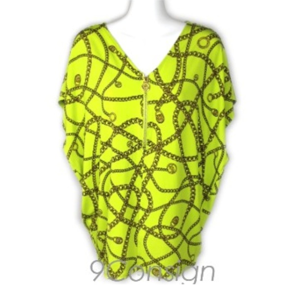 Michael Kors Caftan Tunic Flutter Top Shirt Chain - Picture 1 of 4